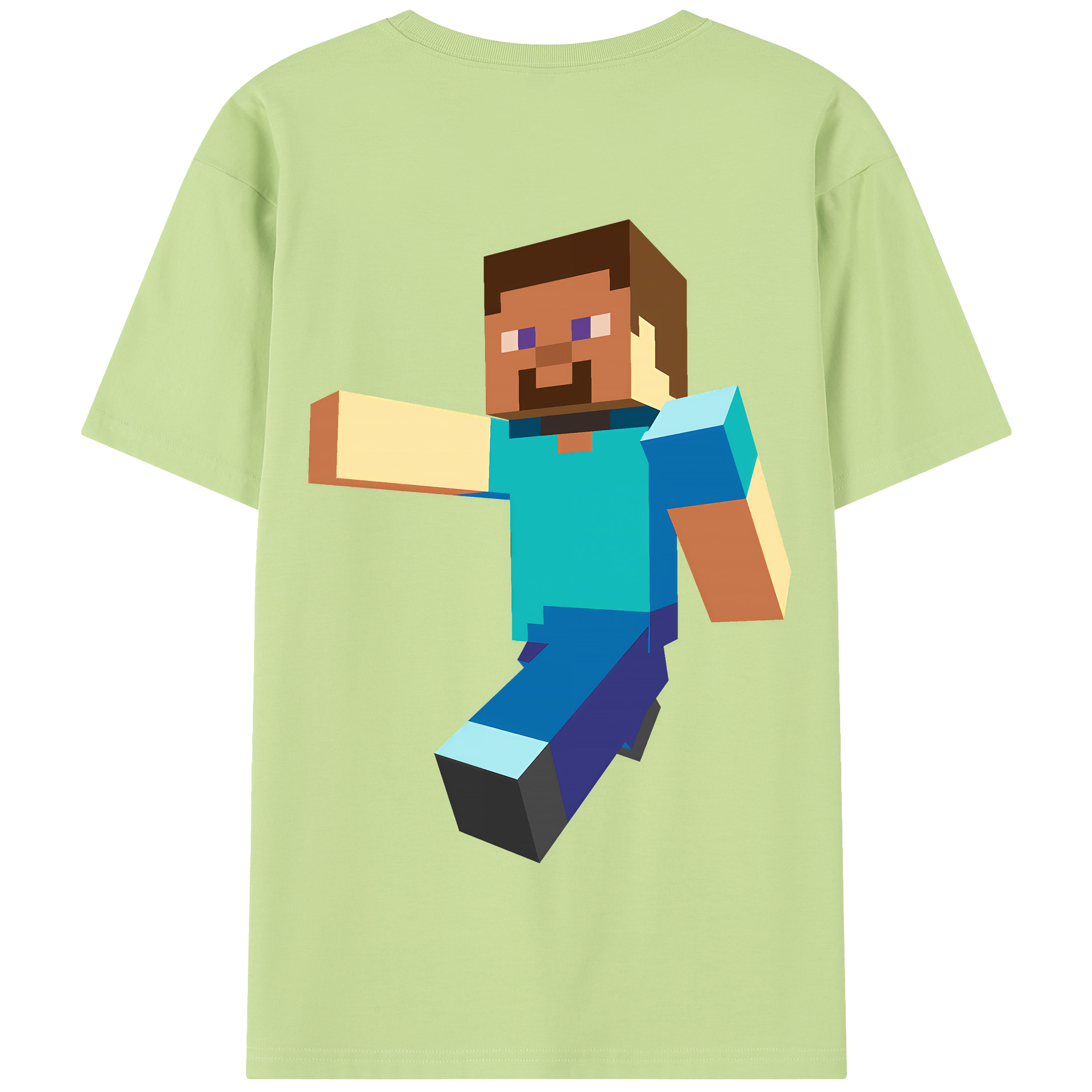 （画像用） マインクラフト ブロックの世界 Minecraft MC Block world 綿100％半袖Tシャツ（背面プリント）